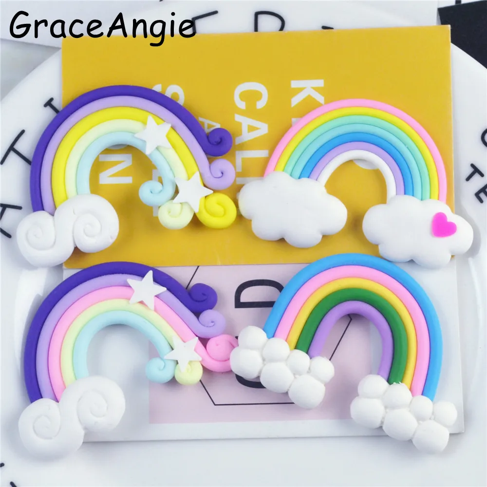 GraceAngie 10 шт. разноцветный Полимерная глина Радуга случайный мультфильм чехол для