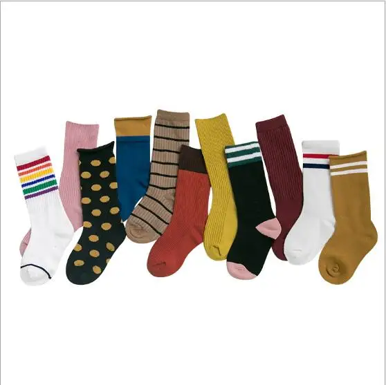Tukla Babe New 1-12 Y Child Socks Autumn Winter Color Matching Striped Children's Pile Student Kids Boys Girls Tube Sock