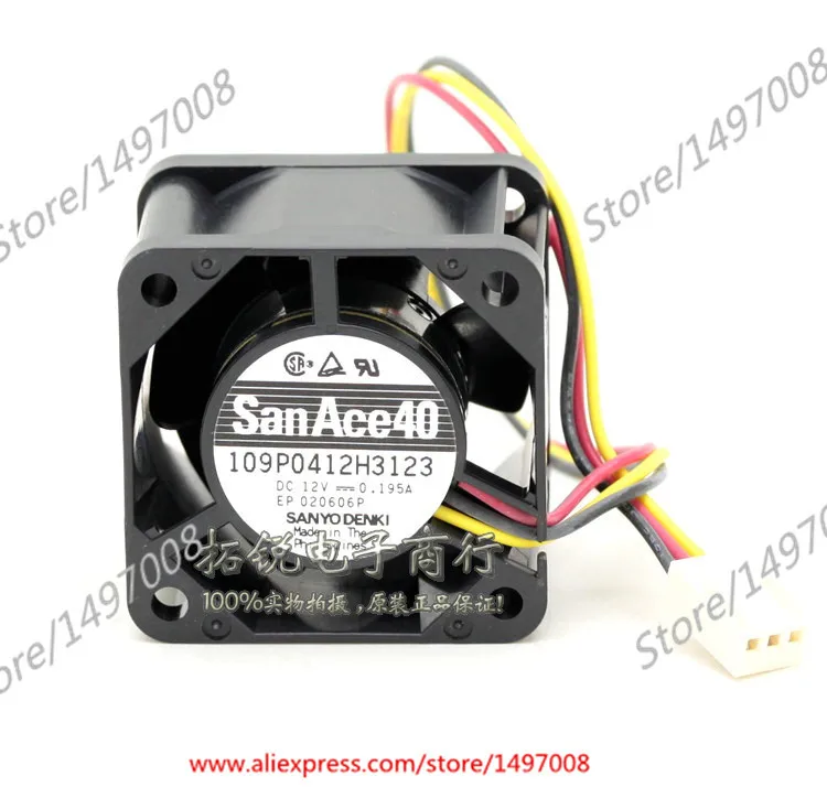 

Sanyo 109P0412H3123 DC 12V 0.195A 3-Wire 40x40x28mm Server Cooler Fan