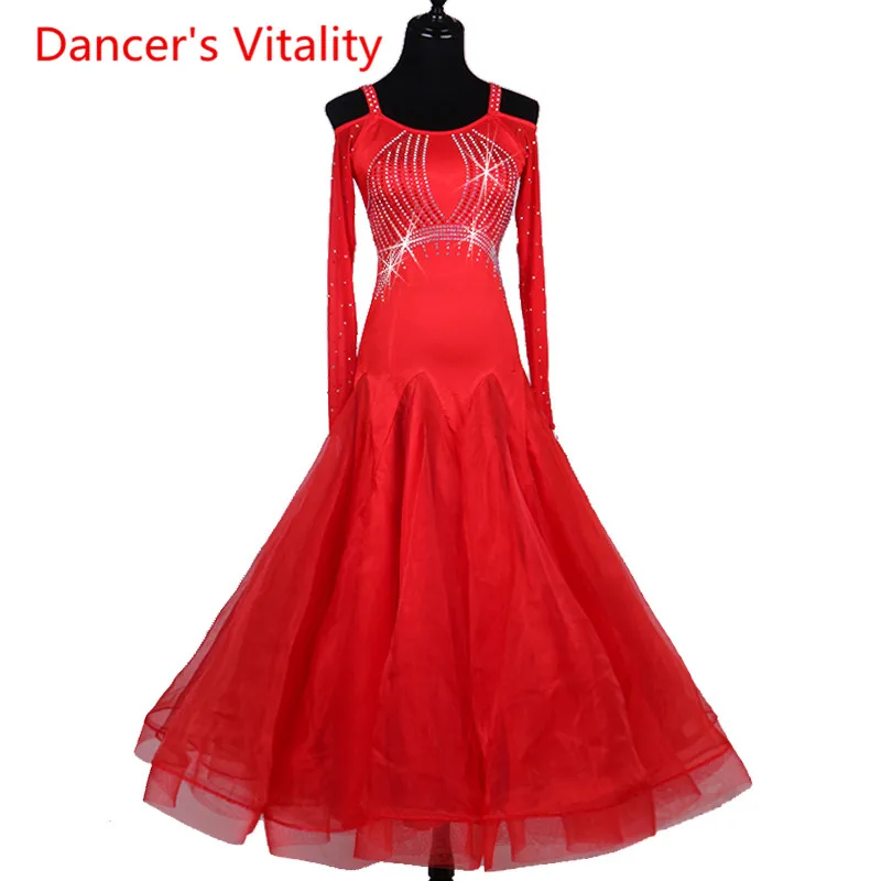 

Women ballroom dancing clothing Long sleeved Strapless ballroom dance dress high grade new style national standard dance clothes