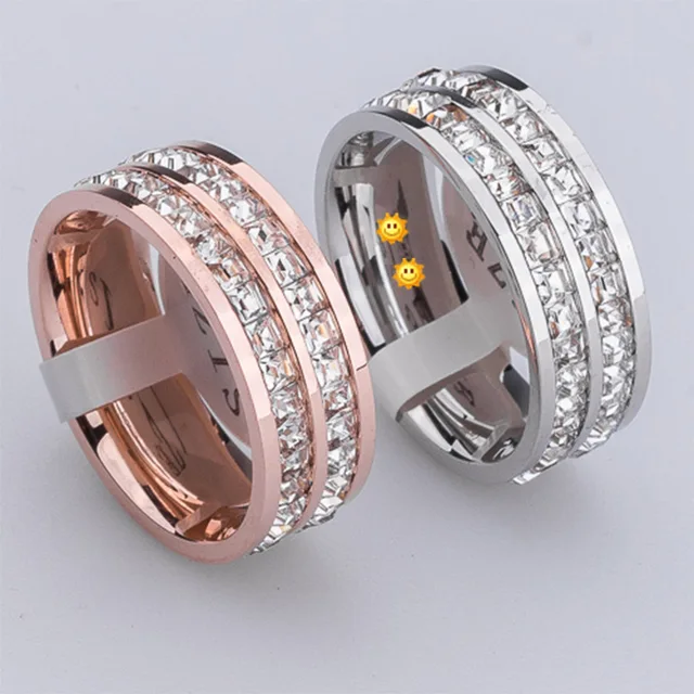 10pcs Lothigh Quality Luxury Wide 8mm Double Row Channel Cz Diamond 10pcs Lothigh Quality Luxury Wide 8mm Double Row Channel Cz Diamond Wedding Rings For Women