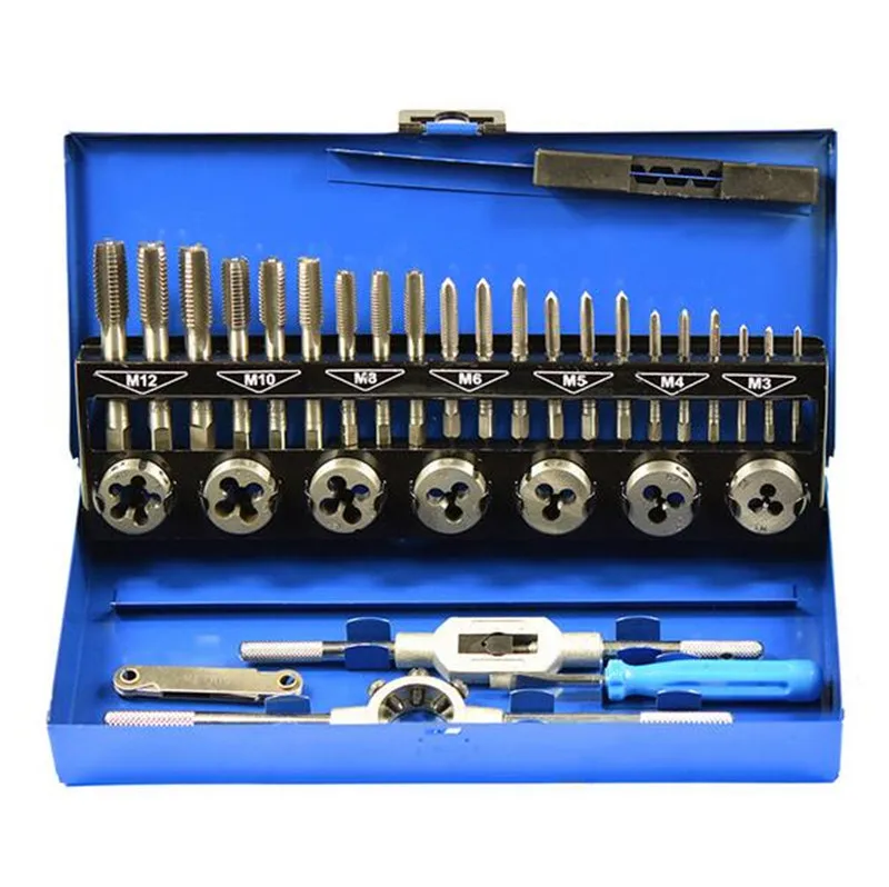 Hand Tool Set Metric Taps Wire Alloy Tool Steel Cutting Die Tapping Set 32pcs/set Tap Die Set