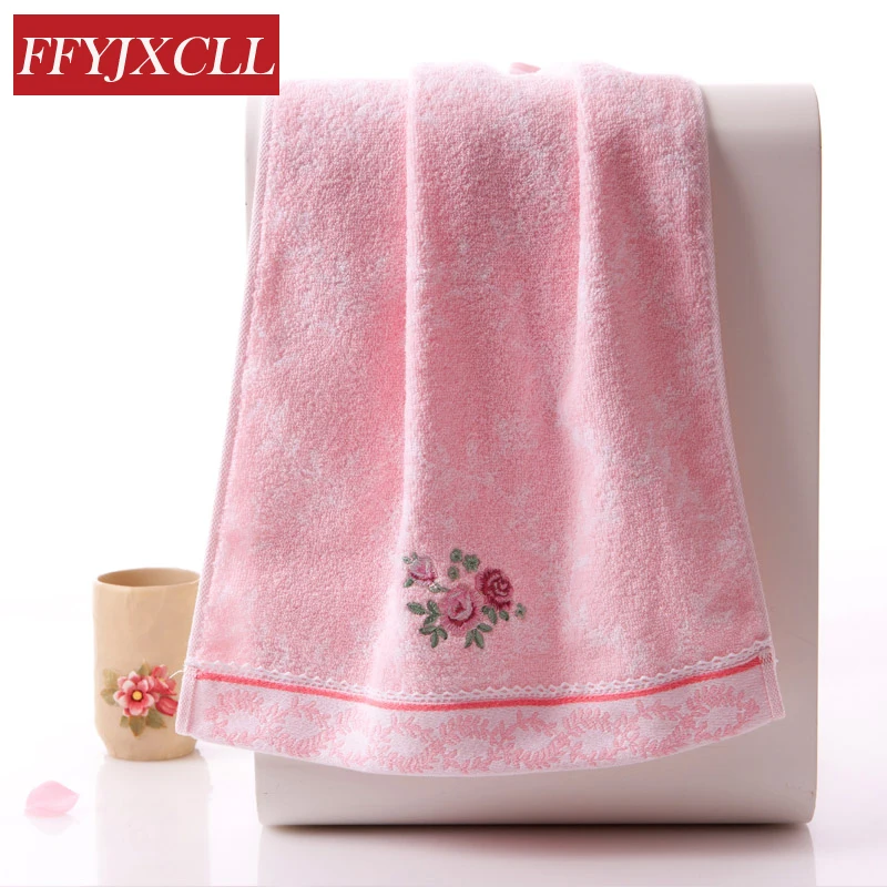 Lace Embroidered Rose Washcloth 70*34cm 100cotton Hand Face Flower
