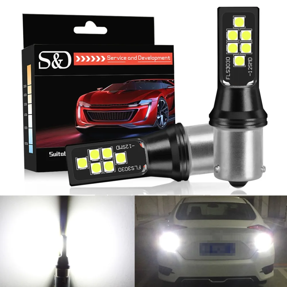 S &amp D BAU15S 1156 PY21W светодиодный светильник для автомобиля 12 SMD 3030 чипов супер яркий