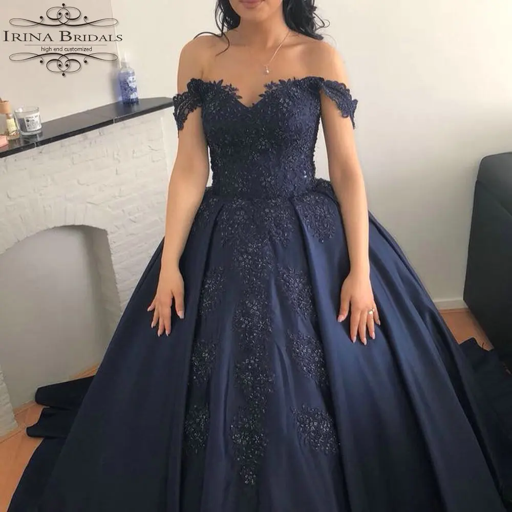 Brautkleid с открытыми плечами кружева аппликация голубое свадебное турецкое платье