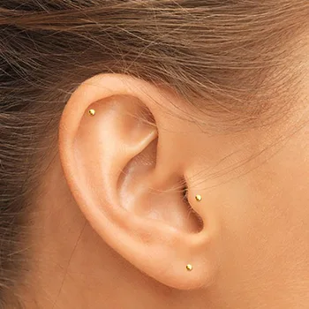 

Domino Handmade Super small Gold Filled Tragus Stud Gold Cartilage Stud Tiny Gold Studs Small Gold Earrings simple unique