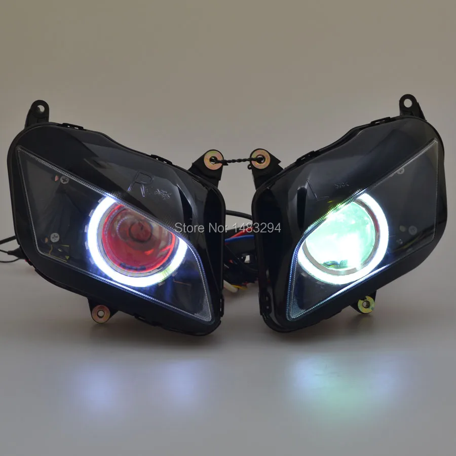 Ассемб светодиодный конверсионный HID проектор фара белый Ангел глаза красный демон глаза светодиодный сигнал поворота Подходит для Honda CBR600RR 2007-2012