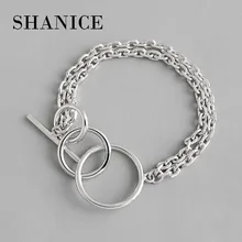 SHANICE, новинка, 925 пробы, серебряный, INS, очаровательный браслет, браслеты и браслеты для женщин, ювелирное изделие, простой геометрический круг, цепочка, браслеты