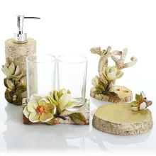 Смола ванная пять частей ванной комплект сантехника Магнолия открытым ванная комната Принадлежности Свадебный комплект LO726615