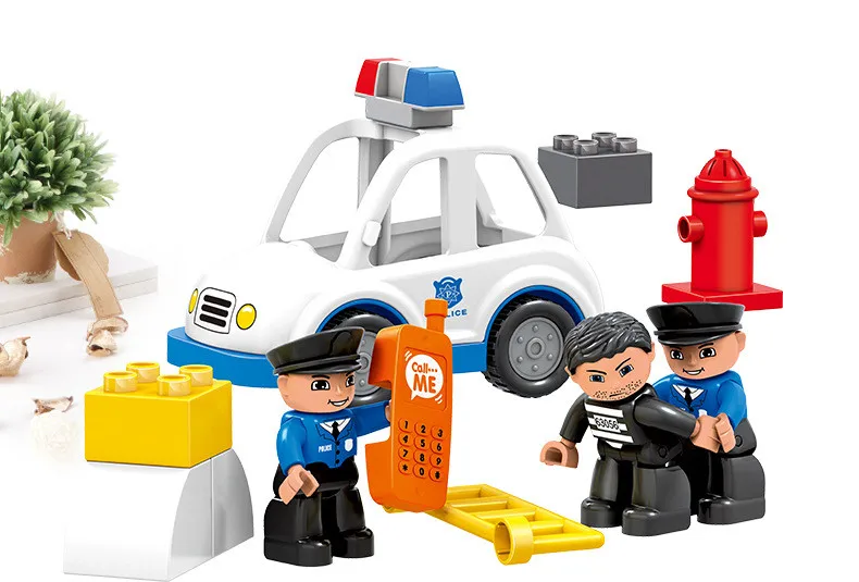 Новые модели HM066 95 шт., строительные игрушки, Обучающие блоки, DIY игрушки, раннее обучение, игрушки для детей, полицейский участок, блоки для Duploe