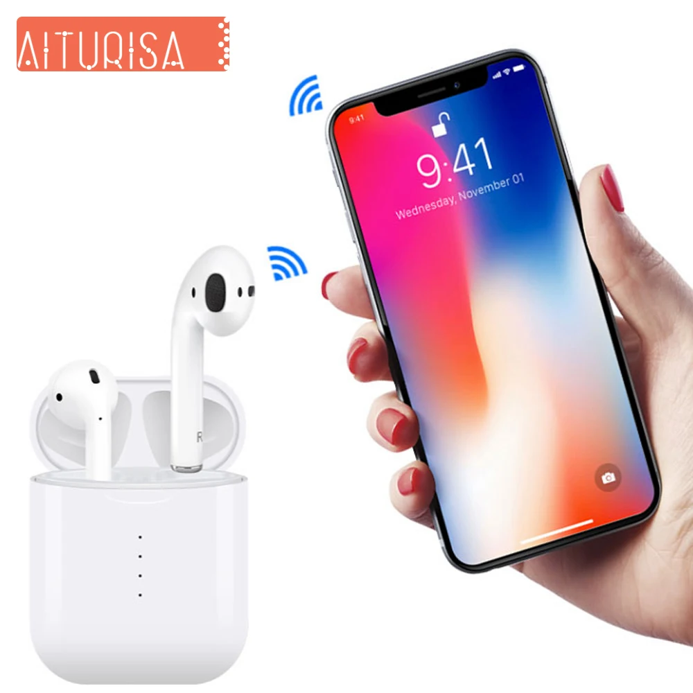 

Original i10 TWS Mini Bluetooth 5.0 Earphone Wireless Charging Earbuds Touch Control Headset For iphone Samsung All Smartphone