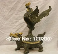 

00544 Chinese China Folk Cultural Pure Bronze FengShui Dragon Turtle Auspicious Statue
