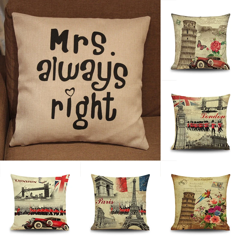 

London UK Landscape Letters Throw Pillow Case Sofa Bed Cushion Cover Home Decor
