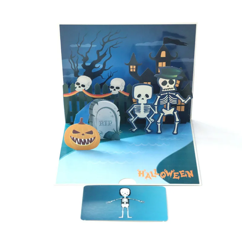 3D лазерная вырезка своими руками странные Призрак Скелет Бумага для приглашения поздравительной открытки трюк или лечения Halloween вечерние Y