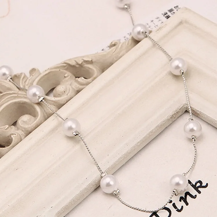 

Korea many pearl necklace personality sweater chain joker female wholesale