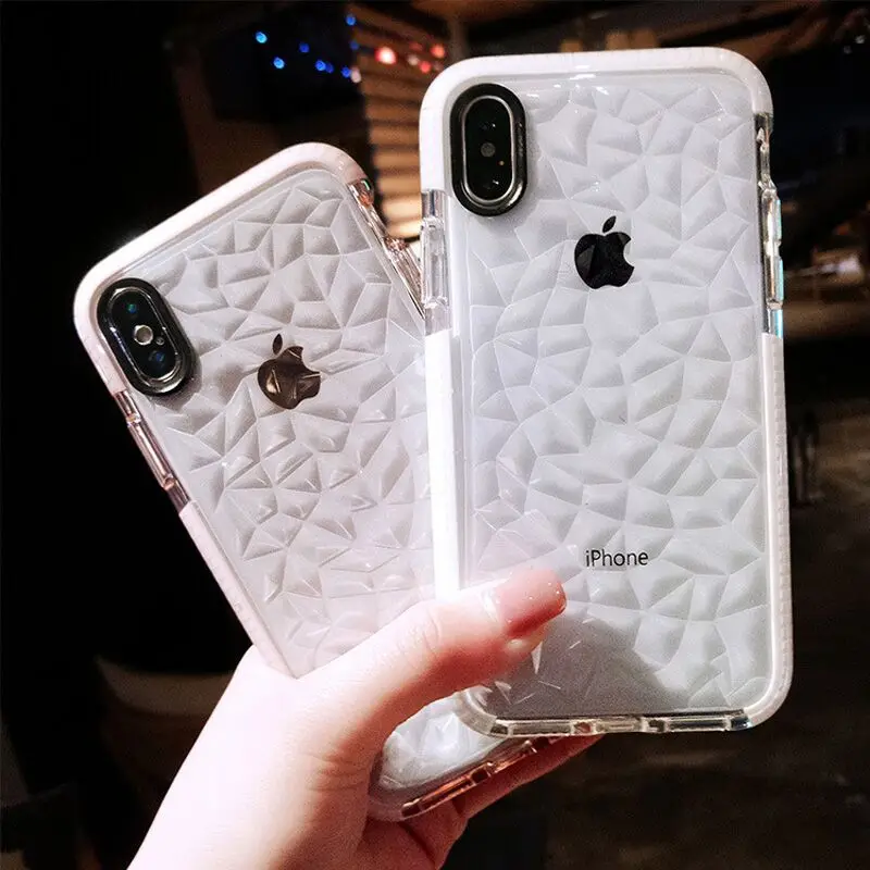 

Luxury Clear Diamond Texture Phone Case For iPhone 11 XS Max XR Soft Silicon Shockproof Cover For iPhone X XR 7 8 6 6S Plus Capa