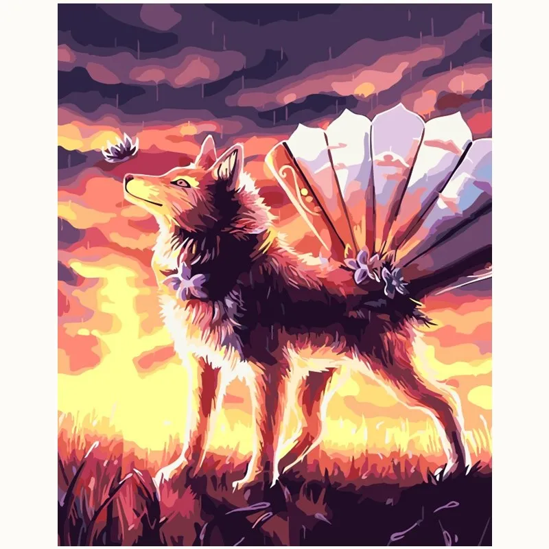 Abstract Wolf Animal Diy Painting Numbers Picture By Number Digital