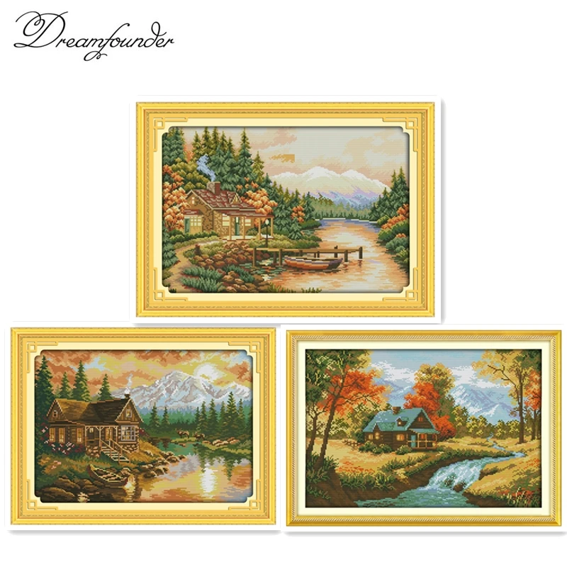 

Sunset cross stitch kit aida 14ct 11ct count printed canvas stitches embroidery DIY handmade needlework