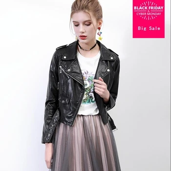 

Fashion brand british style great quality pu leather jacket Women's great quality short Leather Jacket with belt wq405 dropship