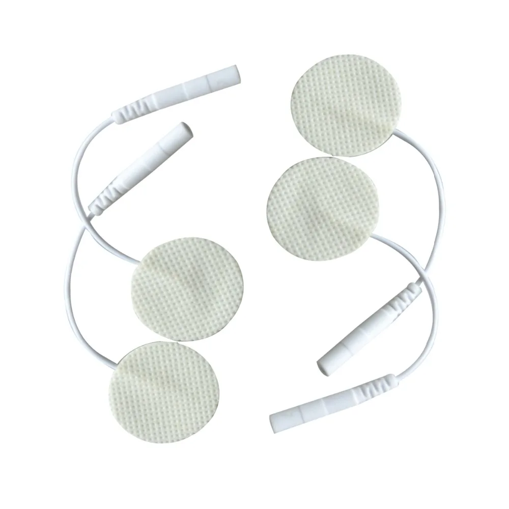 40Pairs/Lot Electrode Electrical Tens Stimulator Digital Massager Pads DC 3.0mm Self Adhesive Silicone  With Cable For Tens Unit
