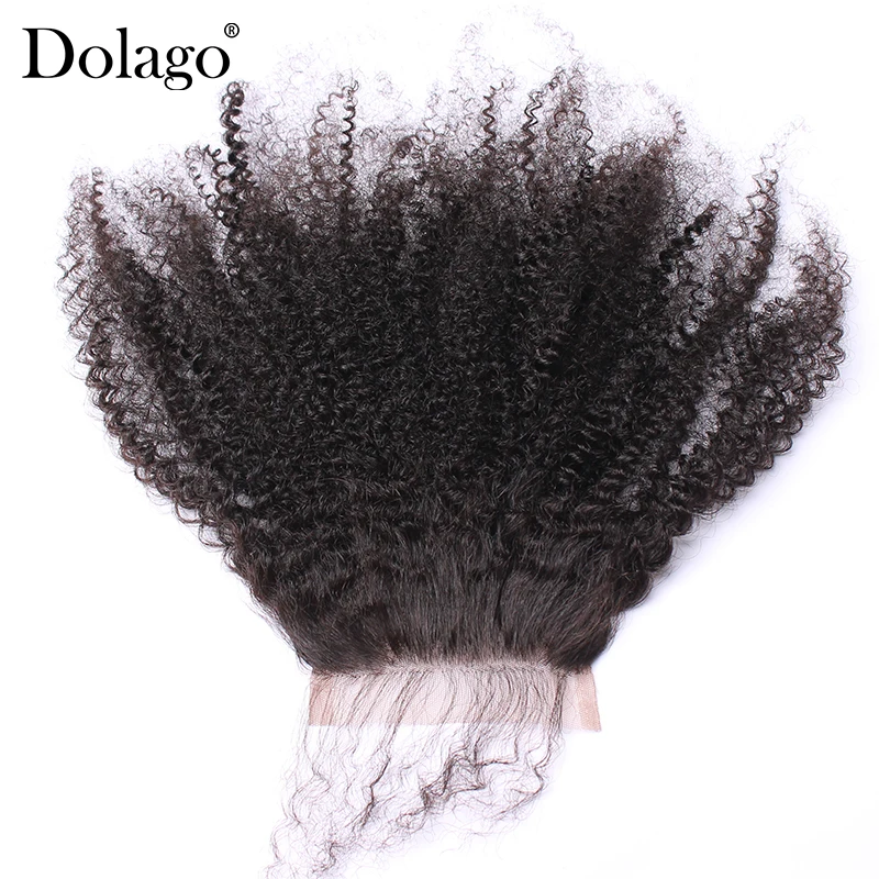 

Afro Kinky Curly Hair Silk Base Lace Closure With Baby Hair Hidden Knots Dolago Brazilian Virgin Hair Silk Top Lace Closure