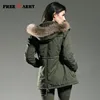 FREEARMY-Chaqueta de invierno con Cuello de piel para mujer, Abrigo acolchado de algodón de longitud media gruesa ► Foto 1/6