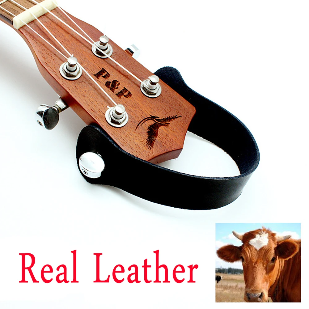 

Small Four-String Guitar Ukulele Leather Straps Lanyard Musical Instruments Pendant Guitar Hooks