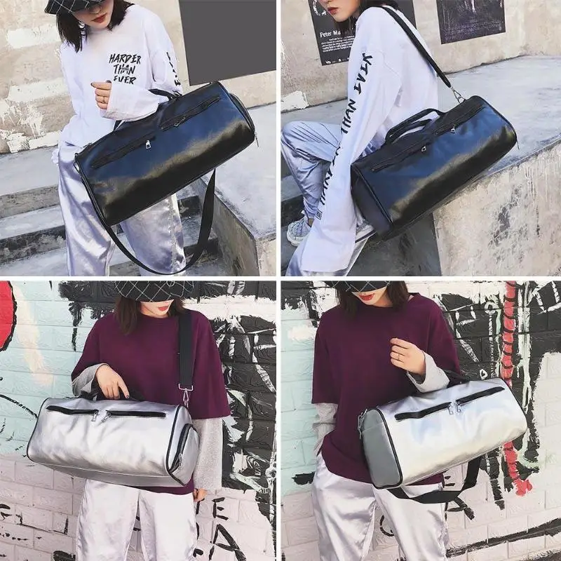 Большая вместительная Женская Мужская спортивная сумка из искусственной кожи дорожные сумки на плечо