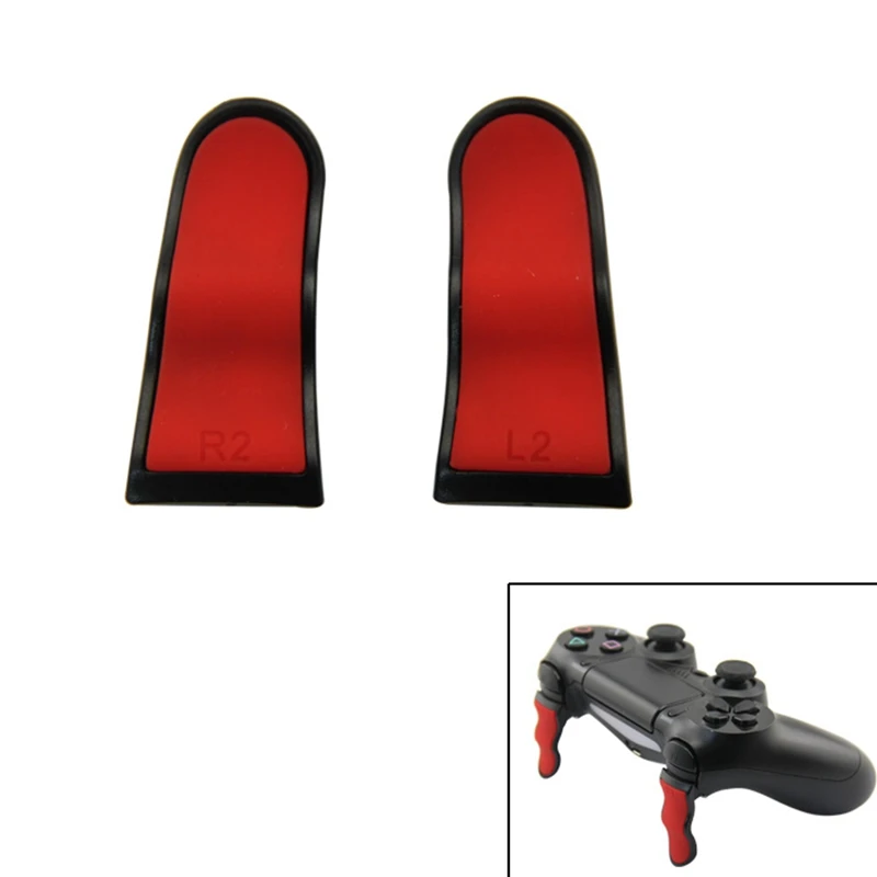 

Plastic Rubber Bent L2 R2 Extended Triggers Buttons for PlayStation 4 PS4 Dualshock Game Controller Trigger Extender(Black+Red