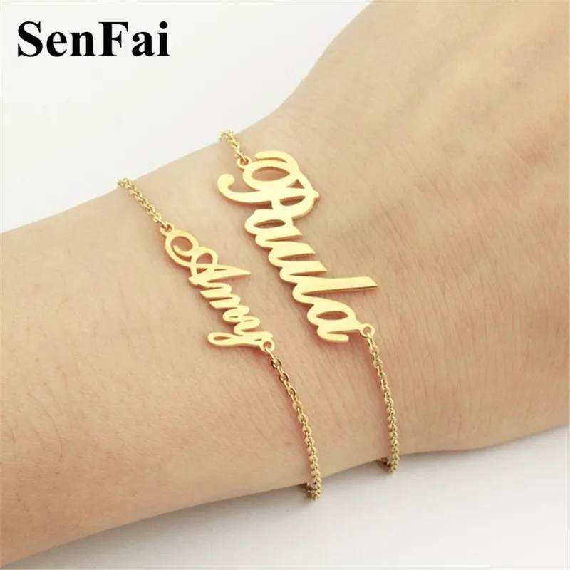 Senfai New Custom Name Bracelets Bangles For Women Men Personalized Monogram Initials Wedding Birthday Party Bar Jewelry Git