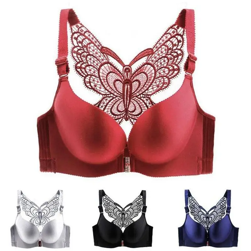 Sexy Seamless Front Closure Bra Big Size Butterfly Adjustable Push Up Bra Plus Size Bra for Women Large Size C D Cup Brassiere