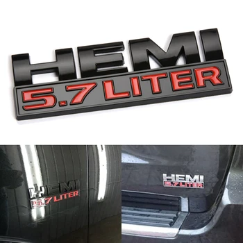 

3D Car Sticker 5.7 LITER HEMI Logo Emblem Nameplate Badge Decal for Dodge Ram Jeep Silver Red Car Accessories
