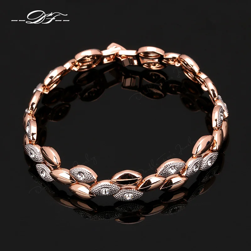 

Double Fair DFH014 Unique Style Frosting Elliptic Charms Rose Gold Color Bracelets & Bangles Fashion Jewelry For Women Gift