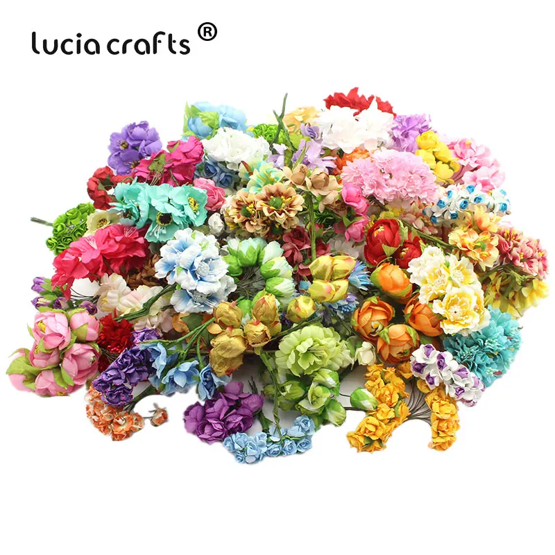 Lucia crafts 10 пряди, около 50 голов искусственный цветок свадебное оформление букета мини розы цветы для декора A0310