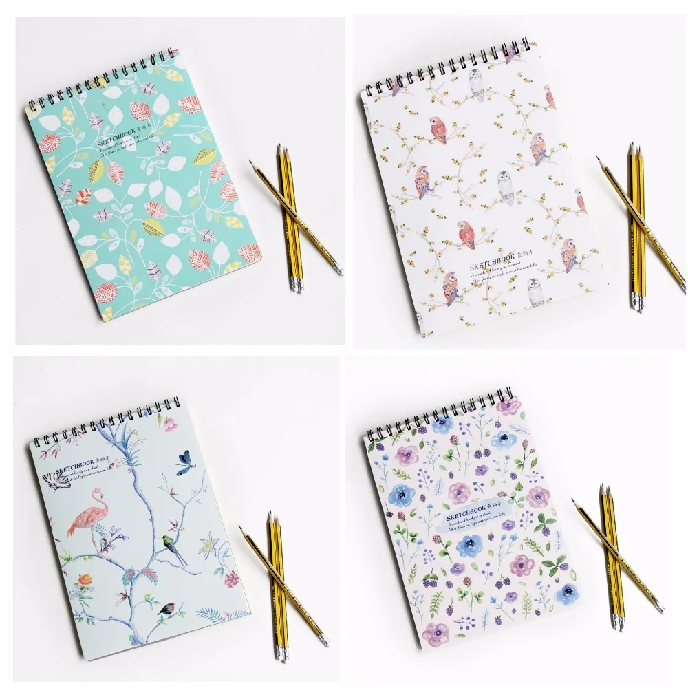

4 PCS Creative A4 Sketch NoteBook blank Diary Notepad Graffiti book Stationery Office Supplies Student Sketchbook A variety