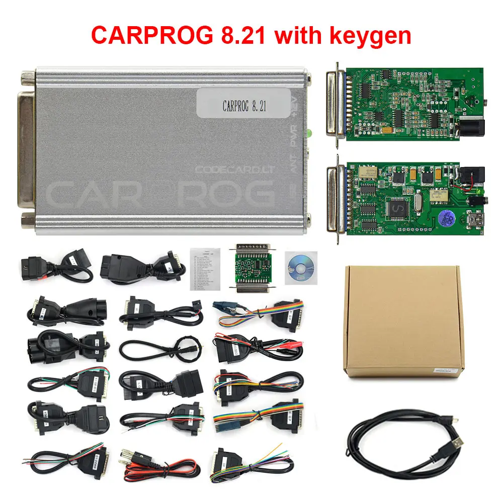 Carprog с keygen CarProg V10.93 10,05 ECU чип тюнинга инструмент для ремонта автомобиля Carprog V8.21 онлайн автомобиль прог(с адаптерами 21 предмет - Цвет: V8.21 With 21Adapter