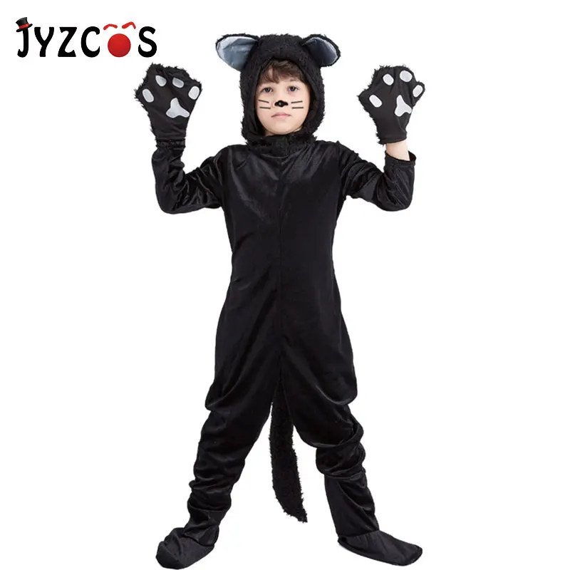JYZCOS черный костюм кошки на Хэллоуин для маленьких мальчиков и девочек Рождество