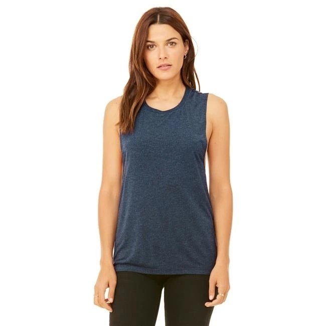 Bella Plus Canvas B8803-Heather Navy-2X Womens Flowy Scoop Muscle Tank Heather Navy - 2X