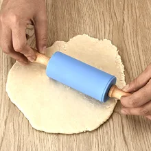 1 шт. деревянная ручка, силикон скалка для выпечки инструменты тесто пельмени Лапша пиццы приспособления для выпечки своими руками кухонная пельменница ролик