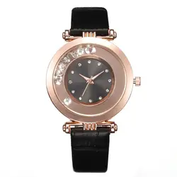 Новый для женщин s часы Элитная одежда Relojes кристалл Элегантные кварцевые наручные часы Mujer из искусственной кожи Feminino Relogio