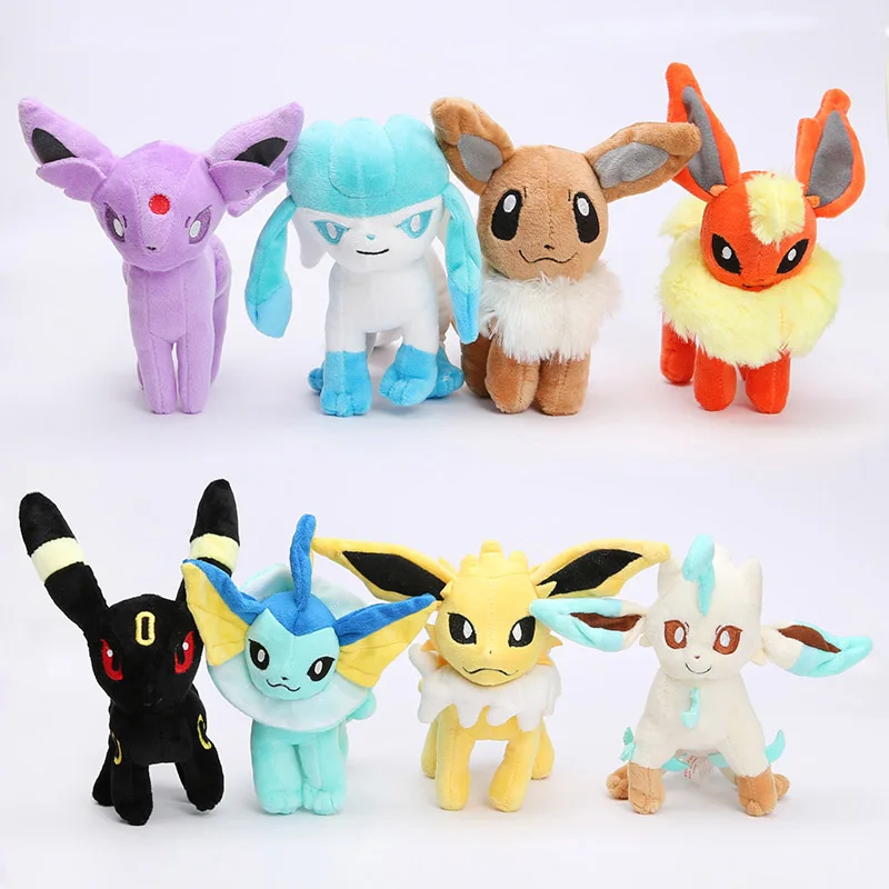 

8pcs 9pcs Pocket Eevee Espeon Plush Umbreon Glaceon Vaporeon Flareon Jolteon Stuffed Animal Plush Doll Christmas Gifts 17-24cm