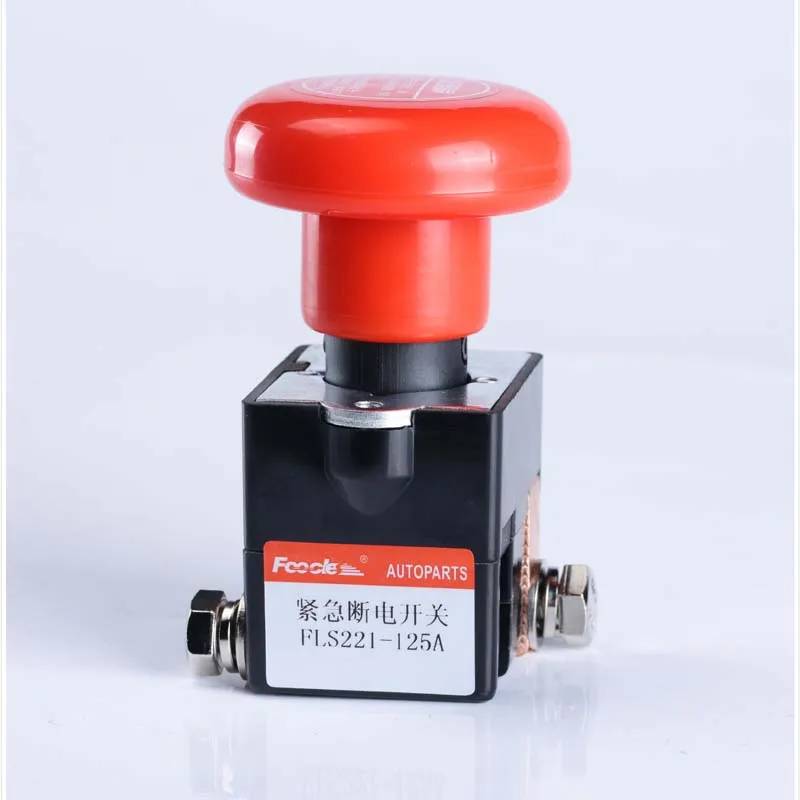 

FLS221-125A DC 48V 125A Red Mushroom Head Emergency Stop Push Button Switches for Various Electric Motor Car Vehicles Forklift