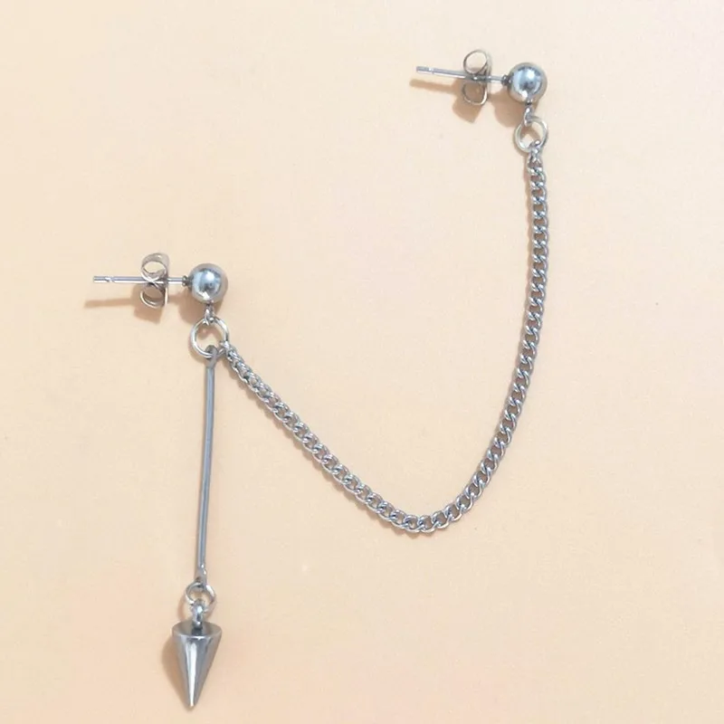

1pcs KPOP Earring Bangtan Geometric Double Pierced ears SteamPunk Stud Earrings Korean Jewelry Accessories For Men Women