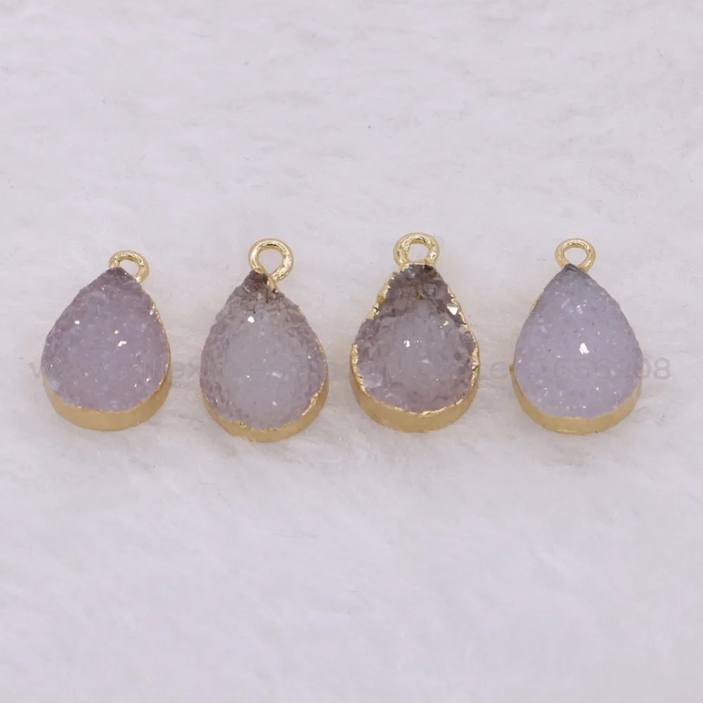 

8Pcs Mini druzy Charms Drop shape Geode stone charms fashion necklace pendant DIY Jewelry Accessories 2295