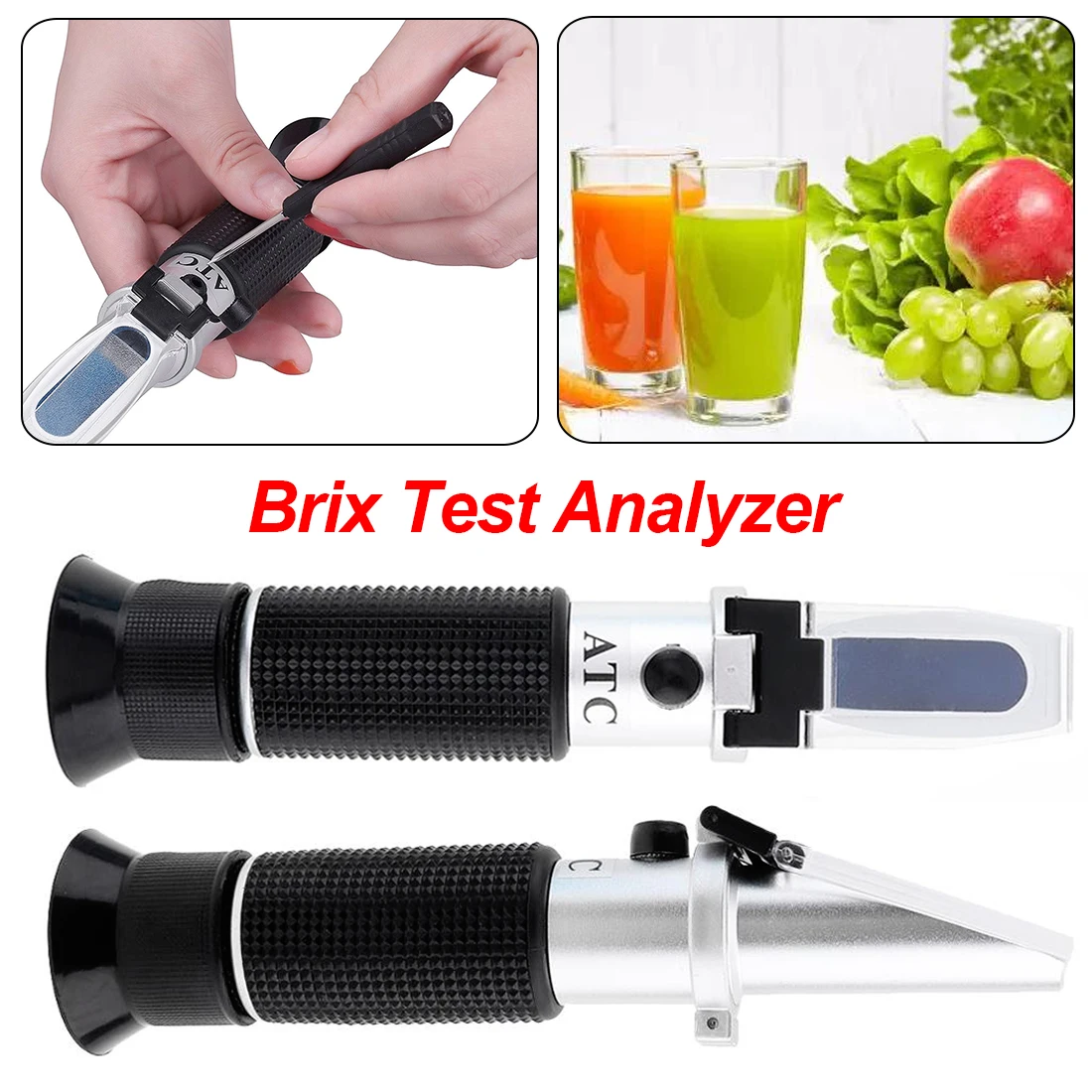 Brix Refractometer 032 Optical Sugar Food Beverages Juice Fruit ATC Content Meter Glass water