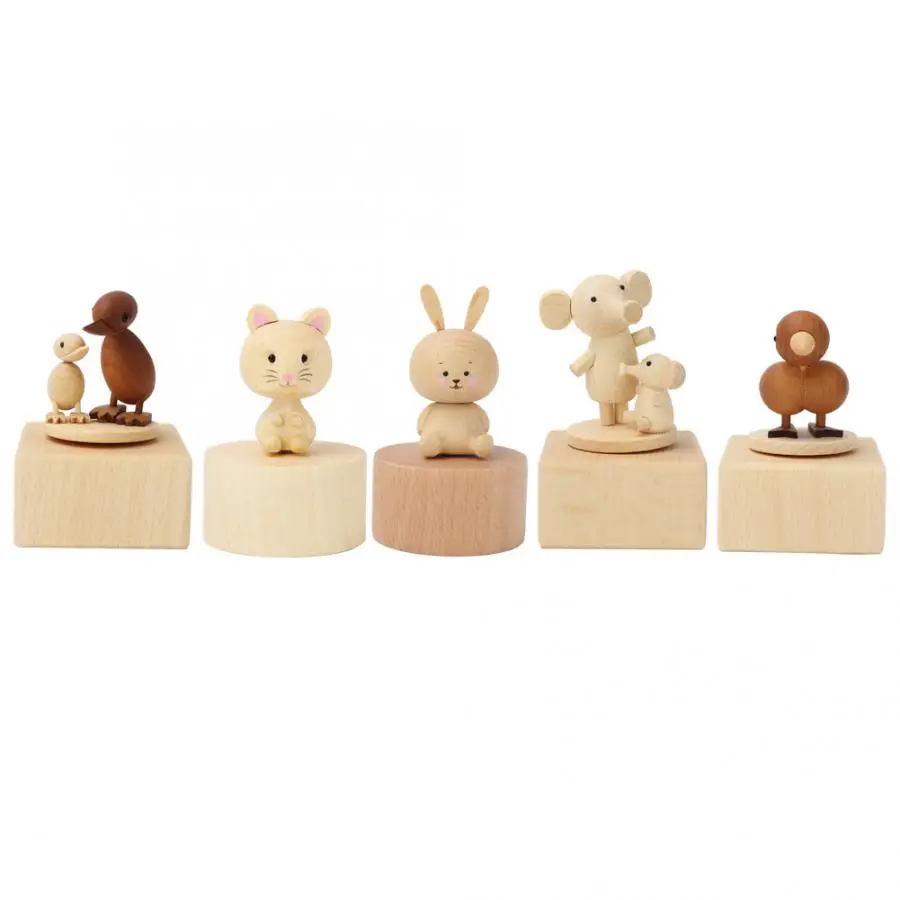 

Hot Kawaii Musical Boxes Wooden Music Box Wood Crafts Retro Birthday Gift Children Vintage Home Decoration Accessories