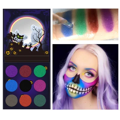 9 Colors Pumpkin Eyeshadow Palette Shimmer Matte Glitter Eye Shadow Pallete Pigmented Beauty Makeup Palette for Halloween Party