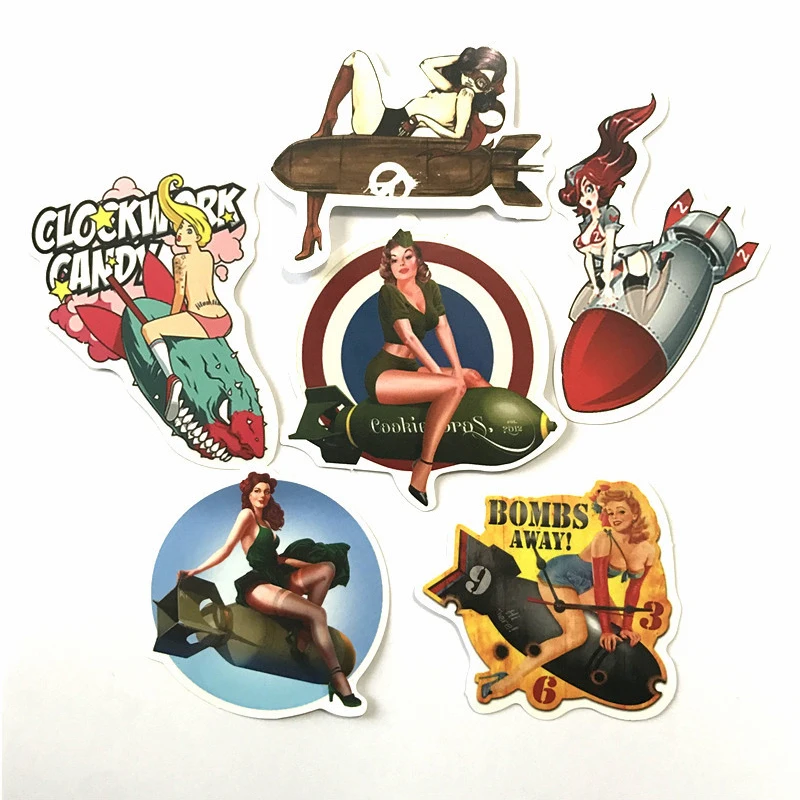 

6Pcs/Lot Waterproof PVC Sexy Beauty Girls Stickers For Laptop Motorcycle Skateboard Luggage Phone Decal Sticker Toys