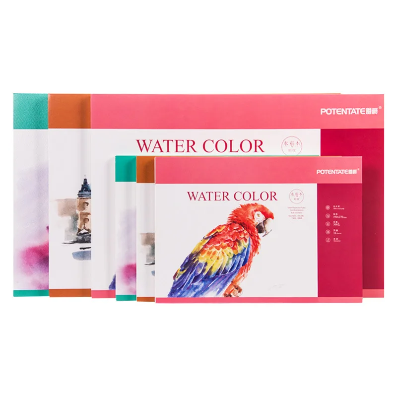 Newest 300g/m2 Professional 100% Wood Pulp Watercolor Paper 16Sheets Hand Painted Water-Soluble Paint Book Art Supplies