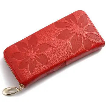 

Women Wallets Fashion Flower Print Genuine Leather Wallets Women Clutch Wallets Lady Vintage Clutch Bag Coin Purse female QB61